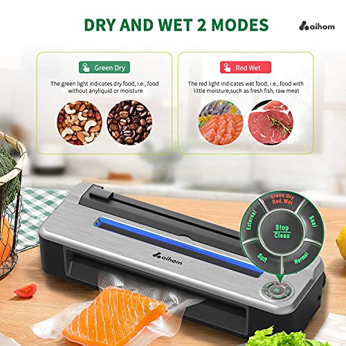 AiHom Vakuumierer - Vakuumiergerät 80Kp Supersauger | Einhand-Bedienung,vollautom, Vakuumieren & Versiegeln | Starterkit… – Bild 3