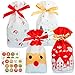 Produktbild Matogle 24 Stück Weihnachten Süßigkeit Tüten Xmas Candy Bar Beutel Mitgebseltüten Countdown Weihnachtstüte mit Kordelzug Partytüten Geschenktüten für Weihnachtsdeko Geschenk (mit 24 Aufklebern)