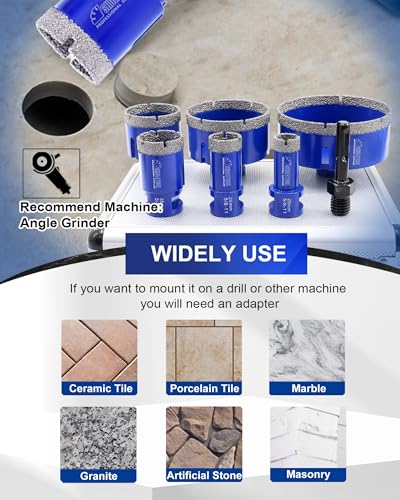 Image of SHDIATOOL Diamond Drill Core Bits Set for Porcelain Hole Saw Cutter for Tile Marble Ceramic Granite 5 /8-inch-11 6pieces(20 /25 /35 /50 /75 /100MM)