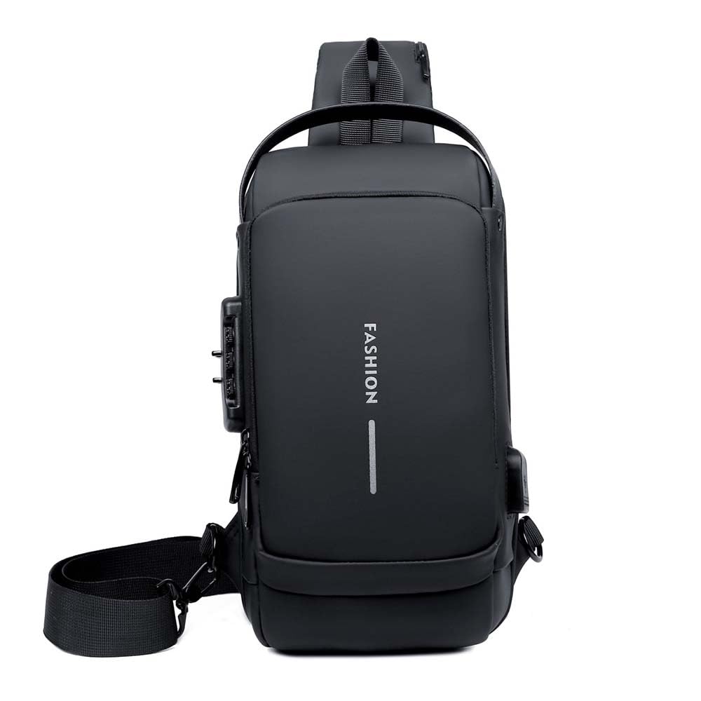Sac à bandoulière de voyage imperméable pour cyclisme avec serrure à combinaison antivol et port de chargement USB