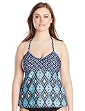 Kenneth Cole Women's Plus-Size Coastal Escapade U-Neck Tankini