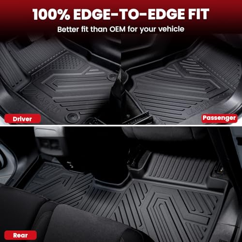 Image of LASFIT Floor Mats for Toyota Corolla Cross 2026 2025 2024 2023 2022 (Gas AWD) & Cargo Mats & Backrest, Precision-Trimmed TPE All Weather Protection Floor Liners Trunk Mats, Full Set, Black