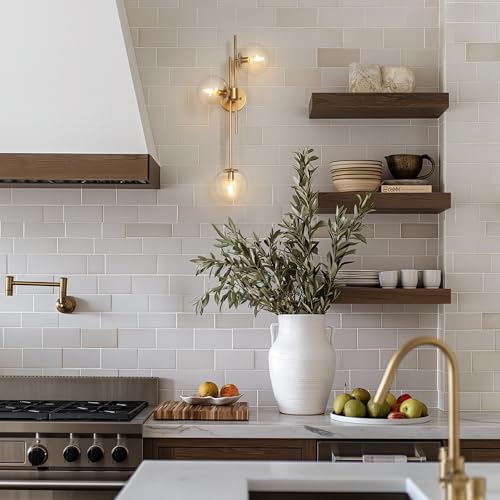 Image of KSANA Gold Sconces Wall Lighting, Modern 3-Light Bathroom Vanity Light Fixtures with Globe Clear Glass Shade Over Mirror or Beside for Hallway, Bedroom, Living Room and Kitchen