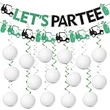 KORHONEN Golf Party Decorations, Golf Birthday Party Decorations Includes Let's Partee Banner and Hanging Swirls for Kids Adults Baby Shower