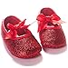RVROVIC Baby Girl Moccasins Infant Princess Sparkly Premium Lightweight Soft Sole Tassels Prewalker Toddler Girls Shoes (M:6-12 Months, Red)