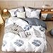 OAITE Duvet Cover Set,100% Cotton Comforter Cover with Leaf Pattern Duvet Cover Set,Soft Bedding Set Includes with 3 Piece (2 Pillow Shams,1 Duvet Cover)