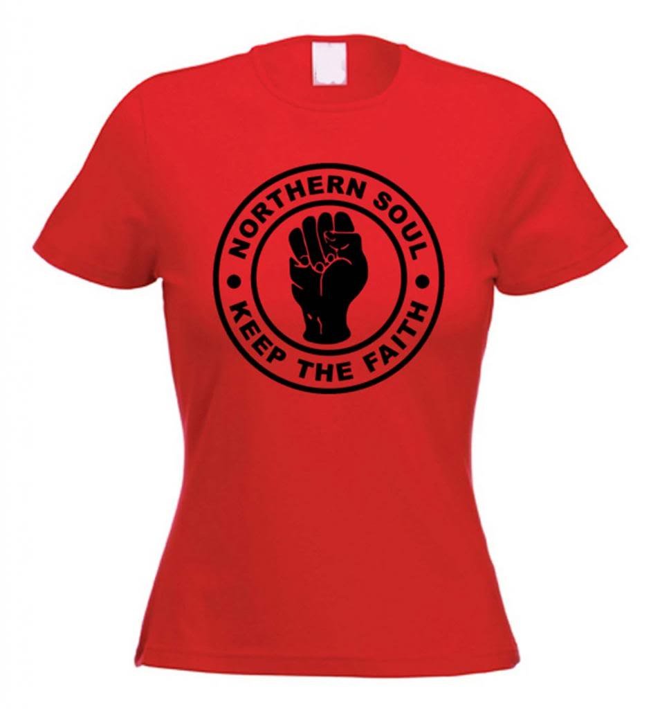 Tribal T-Shirts Womens Northern Soul Keep The Faith T-Shirt (XL, Red)