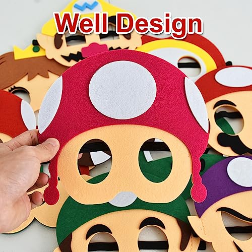 16 Pack Game Themed Felt Masks Party Favors For Kid Game Themed Party Supplies Dress Up Masks Birthday Cosplay Mask Cartoon Character Cosplay Photo Booth Prop Birthday Gift For Children Boys Girls #TOP2