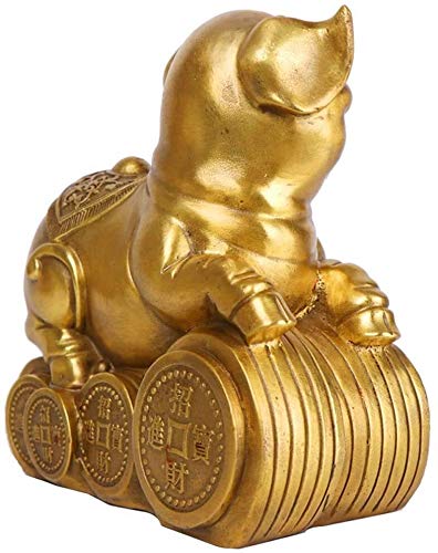 Monete in ottone puro Cinese Feng Shui Zodiaco Maiale Decor Figurine Statue Buona fortuna e ricchezza per la casa e l'ufficio Scultura 1105