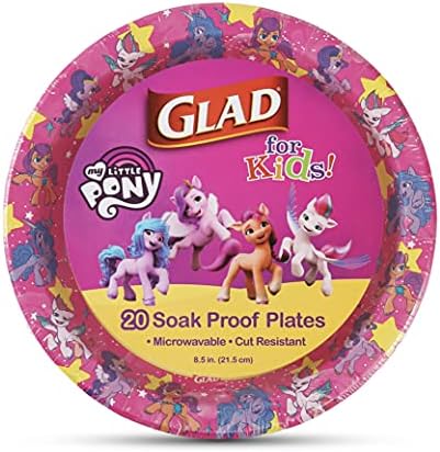 Glad for Kids My Little Pony Paper Plates | My Little Pony Super Stars Kids Paper Plates | My Little Pony Unicorn Large Paper Plates for Everyday Use, 8.5 inch Paper Plates 20 Ct