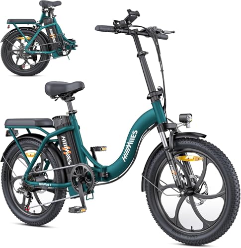 MilePort 1 Bicicleta eléctrica para adultos, 36 V, 13 Ah, batería extraíble de 250 W, motor con 20 x 3,0 pulgadas, bicicleta eléctrica plegable, velocidad 25 km/h, rango de hasta 100 km (Verde)