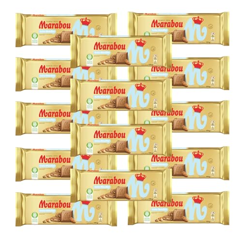 Marabou Schokolade Zartschmelzende Milchschokolade mit gerösteten karamellisierten und gesalzenen Mandelstückchen Einzigartige schwedische Süßigkeit (14x 170 g Salzmandel)