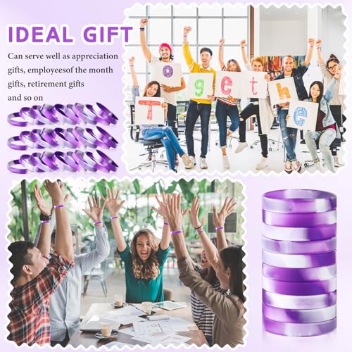 Image of Liliful 100 Pcs Silicone Rubber Wristbands Rubber Wristband Bracelet Bands for Silicone Wristbands for Women Men(Purple and White)