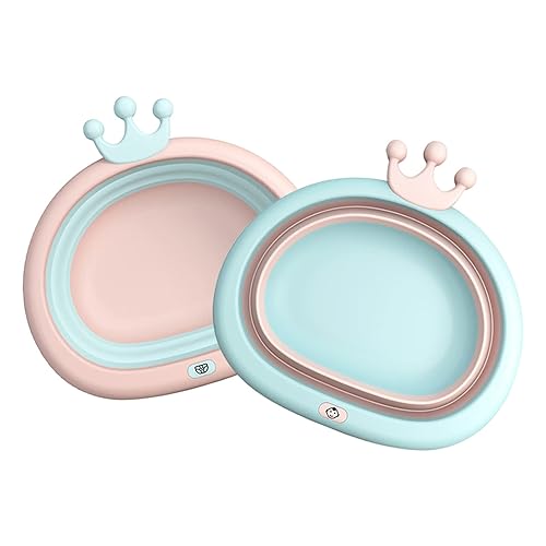 Lavabo plegable para bebé, lavabo portátil multiusos para el hogar, cocina, viajes al aire libre (rosa + azul)