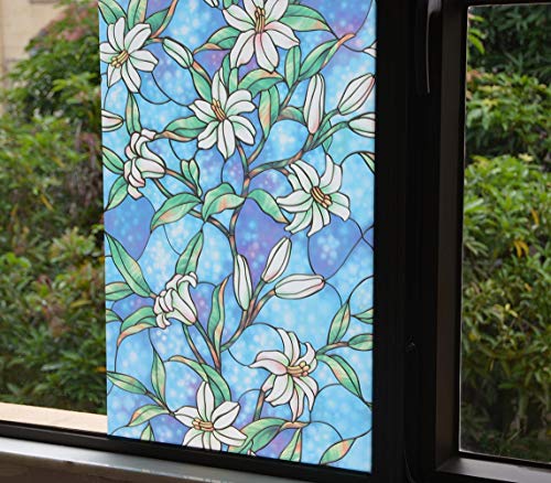 VSUDO 2 rollos de vinilo para ventana, patrón de orquídea miniatura 3