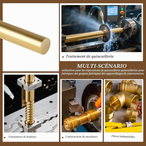 EXLECO Tiges en Laiton Ø20MM x 100MM, Barre Solides en Laiton Ronde, Tige Ronde en Laiton Massif pour RC Modèle & DIY, Soudage, Fraisage Tournage Perçage, Modèle d'Arbre, Avion – vue 7