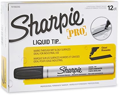 Sharpie LIQUID TIP Marker Permanent, Permanent Marker Chisel, 12 Pack, Black Ink (7073502392)
