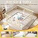 Baby Wooden Playpen for Toddler and Babies - 43 x 43 x 25 in Easy to Assemble Baby Playpen with 2 Handles & 30 Ocean Ball - Babies Safety Activity Centre Play Yard with Door for Indoor & Outdoor