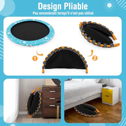 Trampoline enfants pliable 92 cm pour petits espaces intérieurs - 5