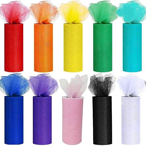 Tulle Fabric CozofLuv 10 DIY Tulle Rolls 10 Colors for Table Runner Door bows Chair Bows Tutu Wedding Reception Decor Cover