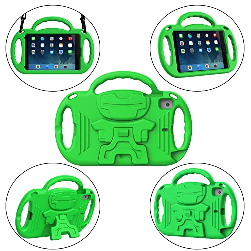 Avawo Kids Case For Ipad Mini 5 4 3 2 1 (7.9 Inch, Old Model), Ipad Mini 7.9" Case With Shoulder Strap, Shockproof Handle Stand Case For Apple Ipad Mini 5Th/4Th/3Rd/2Nd/1St Generation, Green #TOP7