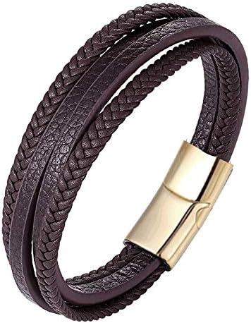Amazon メンズ ブレスレット革 織り 多層手作り編組 男性用ステンレスバングル23cm Bバングル ブレスレット 通販