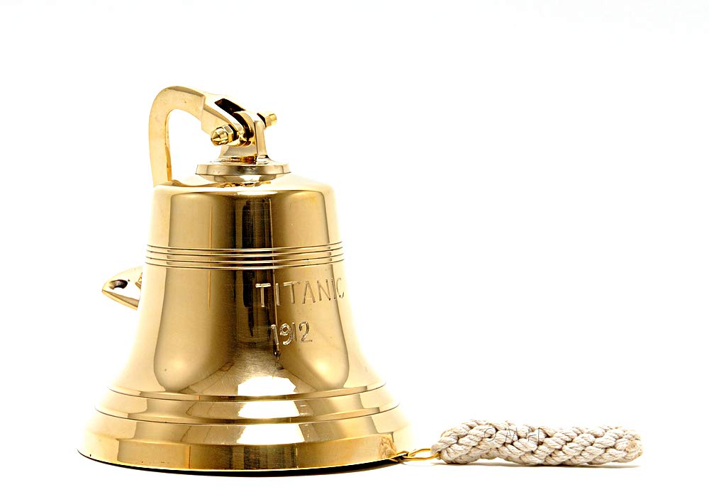 Old Modern Handicrafts Cloche du Titanic de 6 Pouces - Cloche Dorée du Titanic en Laiton de Qualité Supérieure - 6.0L x 6.0W x 6.5H Pouces