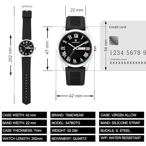 Image of TIMEWEAR Roman Track Dial, Day & Date Functioning, Silicone Strap Analog Watch for Men