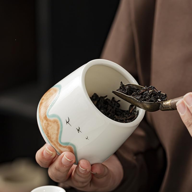 XYNSNDB Słoik cukru Puszki na herbatę Zamknięte puszki Domowe puszki do przechowywania herbaty Przebudzenie Puszki na herbatę Chińska herbata Pu'er Czarna herbata Ceramiczne puszki na herbatę