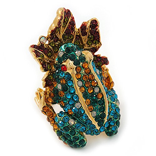 Anillo de serpiente y rana esculpida en una hoja con diamantes de 4 cm en talla 8