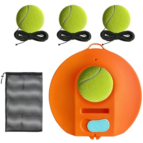 Tennis Practice Rebounder Tennis Trainer Set with String 3 Replacement Rebound Balls Solo Tennis Trainer Tennis Practice Training Tool Portable Tennis Practice Equipment with Mesh Bag (Orange) - Image 8