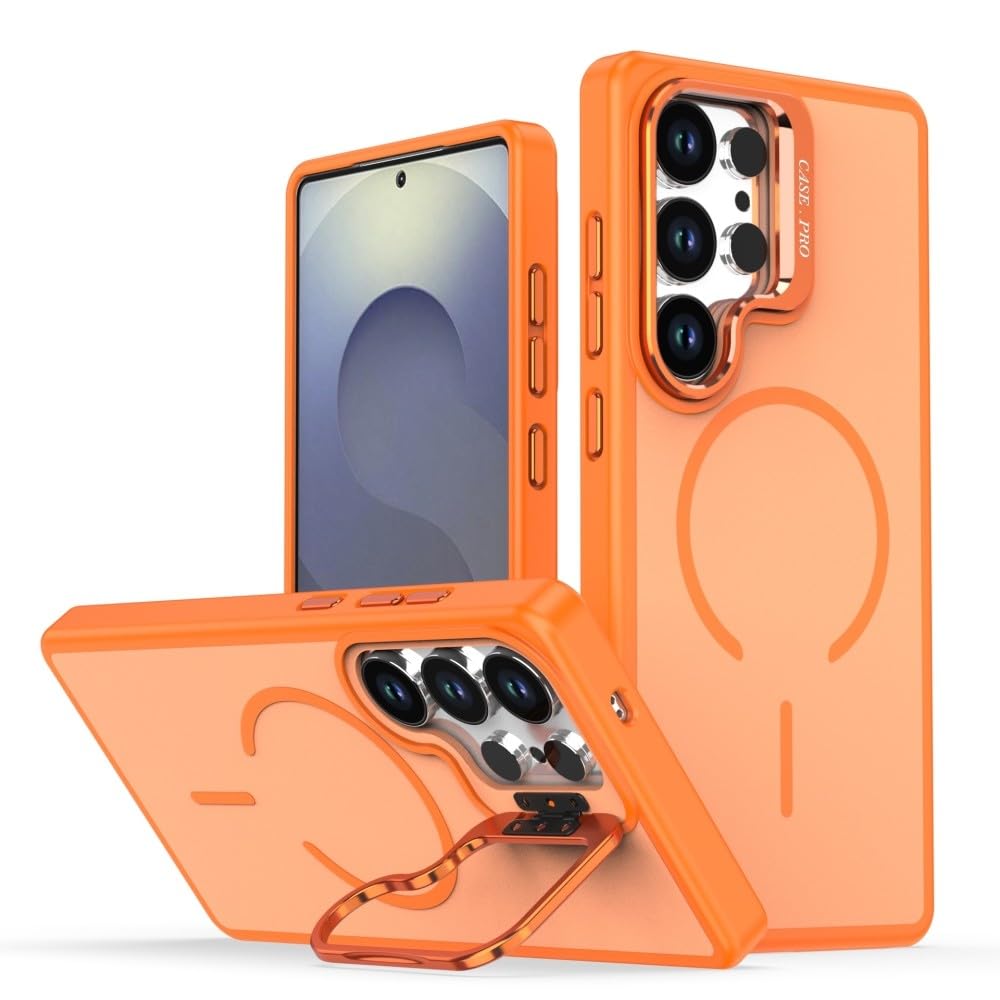 Coque Galaxy A36 5G rigide orange en silicone avec support d'objectif rigide - 7