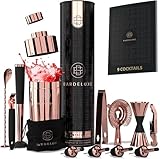 BarDeluxe® Kit Cocktail, 12 Pièces, Kit Cocktail Professionnel | Shaker Cocktail 750ml, Acier Inoxydable | Cocktail Shaker Kit, Kit Barman, Cocktail Kit | Set de Cocktail (Or Rose)