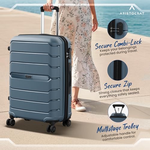 Image of Aristocrat Liberty Set of 2 (Cabin+Medium) Trolley Bags, Spanish Blue