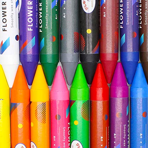 Lebze Jumbo Crayons for Toddlers, 16 Colors Non Toxic Crayons, Easy to Hold Large Crayons for Kids, Safe for Babies and Children Flower Monaco