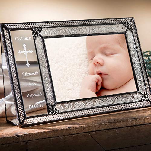 Product Image of the J Devlin Personalized Baptism Stained Glass Vintage 4x6 Picture Frame - Handcrafted Keepsake for Cherished Memories