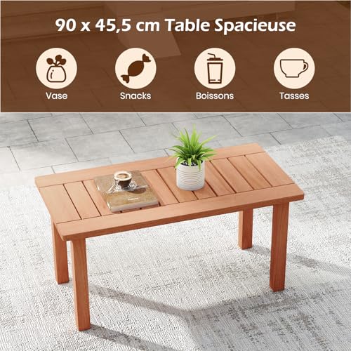 Table basse d’extérieur rectangulaire avec meuble d’appoint en bois de terrasse - 8
