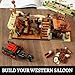 INSOON Western Saloon Building Set with LED Light, Wild West Building Block Toy 1727 PCS, Old West Construction Model with Horse Stable Carriage Cowboy Hat, House Building Kit for Adults Teens 12+