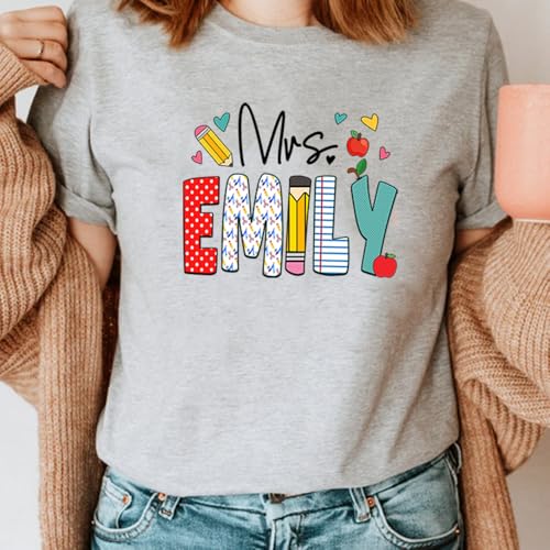 Custom Teacher Shirt, Personalized Teacher Shirt with Name, Teacher's Gift for Women, Her, Colleagues, Back to School Gifts for Teachers, Birthday, Christmas Design 24