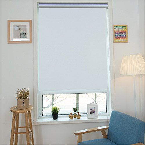 MCTECH® Thermorolgordijn, verduisterend, verduisteringsrolgordijn, zijkoord, Klemmfix rolgordijn, zonder boren (90 x 160 cm, wit)