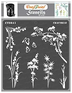 Flower Making Stencil - Wild Flowers Stencil - Size: 12X12 Inches - Reusable Wall Painting Stencils - Pattern Wall Painting Stencil - Flower Stencils for Fabric - Flower Design Stencil