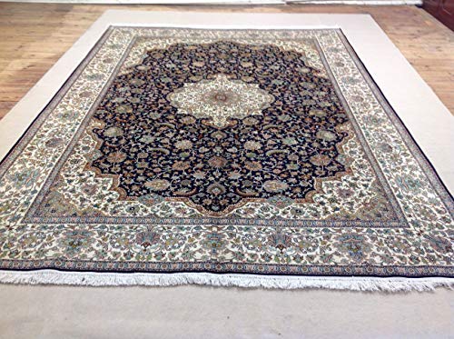 G Moni Sonne Reine Natur Seide Orientteppich Kaschmir 337 X 246 handgeknüpft – Bild 3