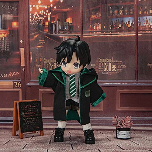 XiDonDon �}�W�b�N�X�[�c OB11�AYMY�AGSC�ABody9�A1/12 BJD�l�`�� �}���g�R�[�g + �V���c + �p���c�܂��̓X�J�[�g + �x�X�g + �l�N�^�C + �X�J�[�t �h�[���A�N�Z�T���[�Z�b�g �������ᕞ�p (Green Pants)