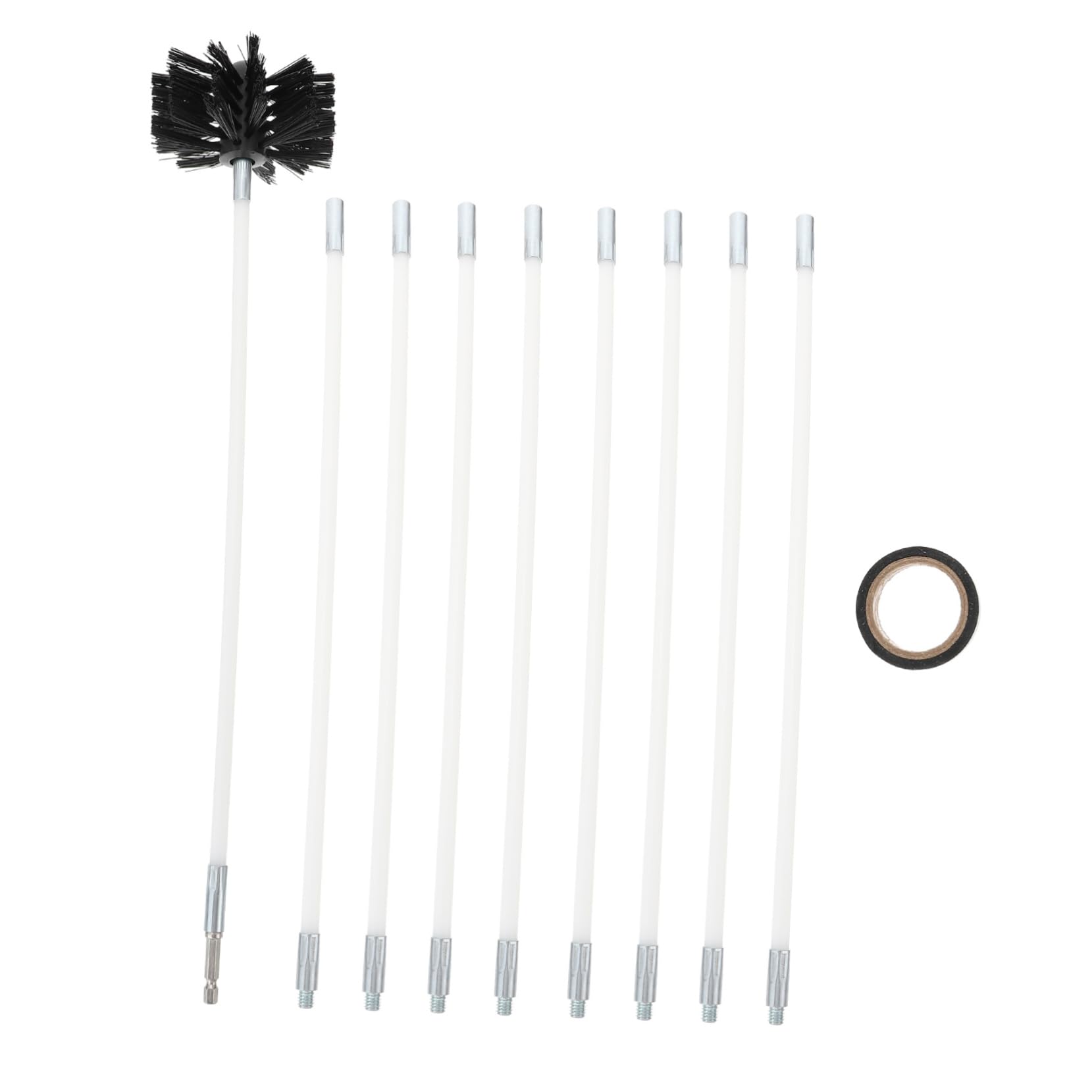 Kit Spazzole per Pulizia Fumaria Asta Flessibile da 41cm in Nylon e Pe, Set Completo per Pulizia Stufa e Condotti, Facile da Smontare e Utilizzare