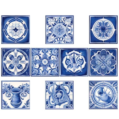 SEWACC Azulejos Autoadhesivos Marroquíes para Suelo 20X20 CM 10 Unidades para Decoración de Interiores y Balcones
