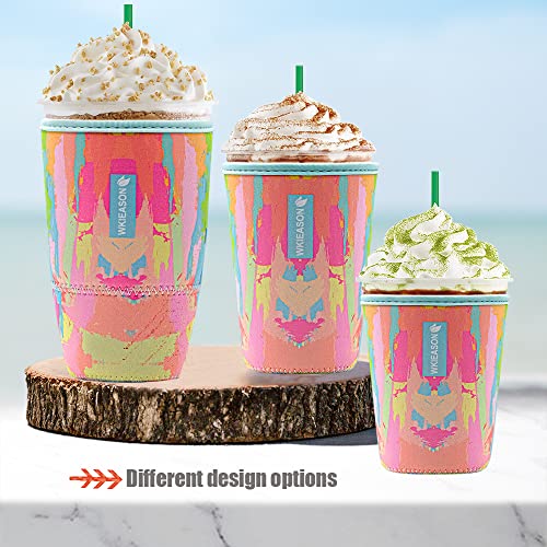 Image of Reusable Iced Coffee Insulator Sleeve for Cold Beverages and Neoprene Cold Coffee Cup Sleeves Cooler Cover 16-32OZ for Coffee Cups, McDonalds, Dunkin Donuts, More(Colorful print)