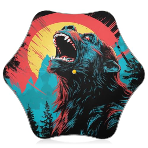 Parapluie pliant enfants réfléchissant anti UV gorille bleu hurlant