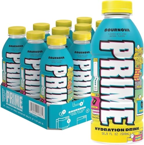 Prime Hydration - Bevanda Al Gusto Di Agrumi, Frutti Di Bosco, Uva E Mela Sour Sournova Flavour - 12 Bottiglie Da 500Ml - Senza Caffeina E Senza Gluti