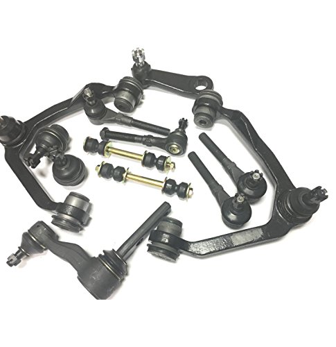 12 Pcs Suspension Sterring Kit Upper Control Arm With Ball Joints Assembly Lower Ball Joints Inner & Outer Tie Rod Ends Sway Bar Links Idler Pitman & Idler Arms #TOP1