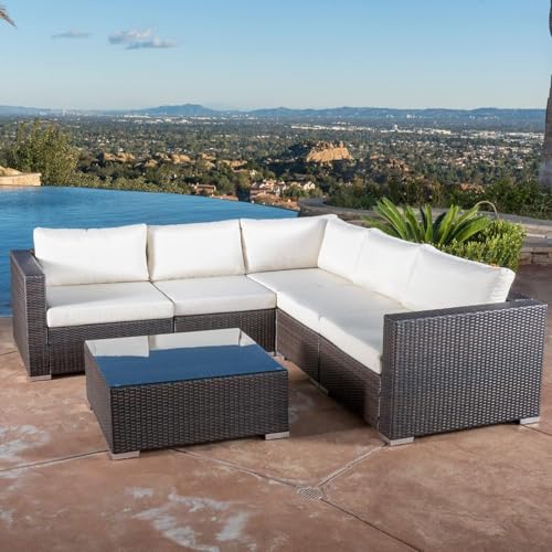 Image of Amazon Brand - Solimo Solara Outdoor Sofa Set | Balcony Sofa | Patio Furniture Sets | Conversation Sets | Wicker | Garden | Balcony | (Dark Brown- Cream)